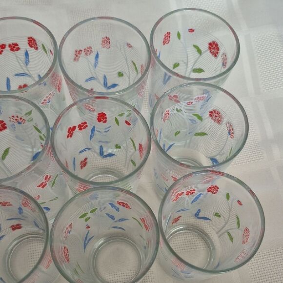 Vintage Floral Glass Tumbler Set - Red, Green, Blue - Picture 12 of 16